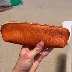Orange Leather Pencil Case